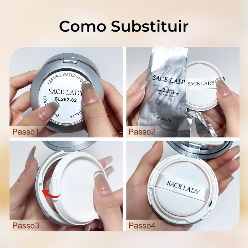 Base Líquida Cushion Foundation SACE LADY FPS30 alta cobertura