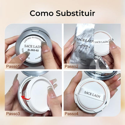 Base Líquida Cushion Foundation SACE LADY FPS30 alta cobertura