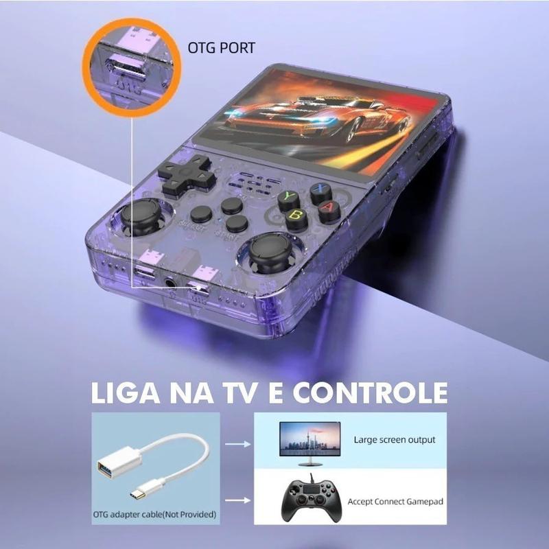 R36S Console Portátil + de 15.000 Jogos - 64g Linux Tela IPS 3.5 Polegadas