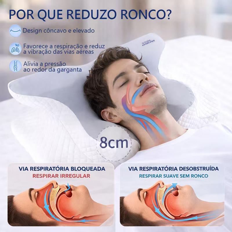 Travesseiro Cervical Tomi, sono confortável, espuma de memória ergonômica