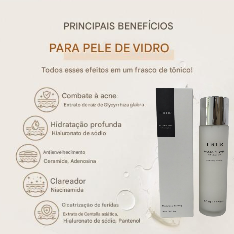 Tônico para Pele TIRTIR – Hidratação, Clareamento e Ação Calmante