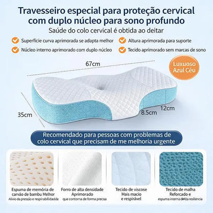 Travesseiro Cervical Tomimi, sono confortável, espuma de memória ergonômica