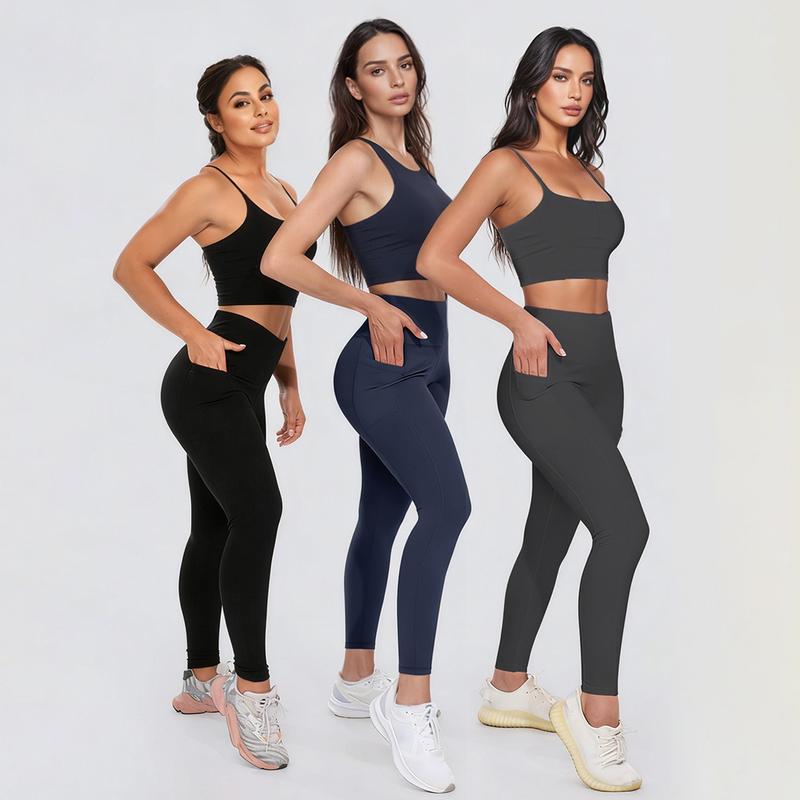 Legging Feminina Cintura Alta com Bolsos Laterais – Não Transparente para Yoga, Academia e Corrida