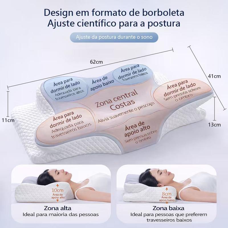 Travesseiro Cervical Tomi, sono confortável, espuma de memória ergonômica