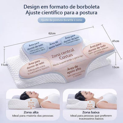 Travesseiro Cervical Tomi, sono confortável, espuma de memória ergonômica