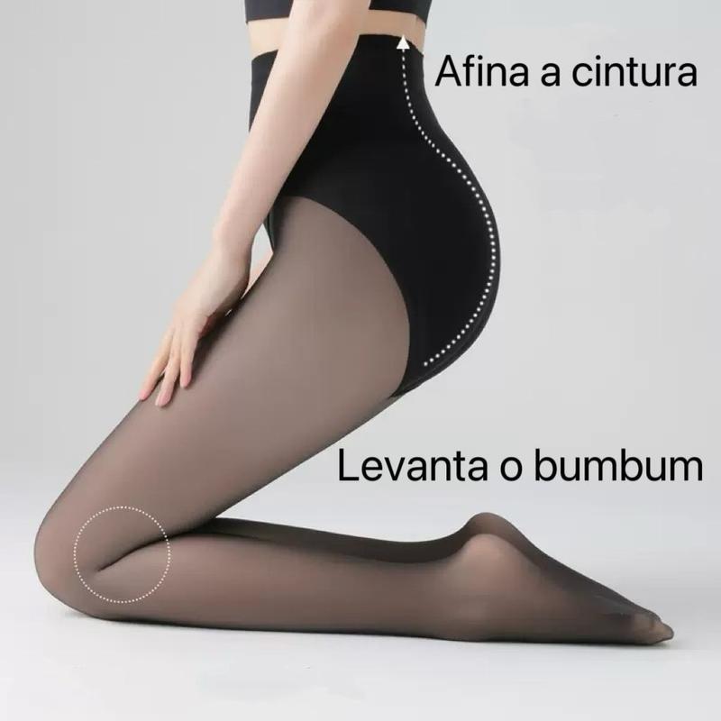 Meia Calça Térmica Translúcida Cintura Alta e Levanta Bumbum