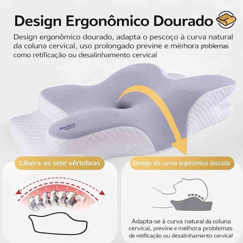 Travesseiro Cervical Tomi, sono confortável, espuma de memória ergonômica