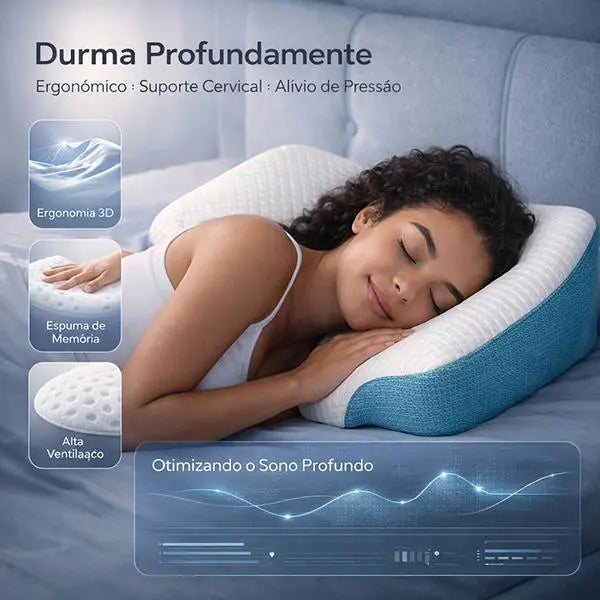 Travesseiro Cervical Tomimi, sono confortável, espuma de memória ergonômica