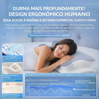 Travesseiro Cervical Tomimi, sono confortável, espuma de memória ergonômica