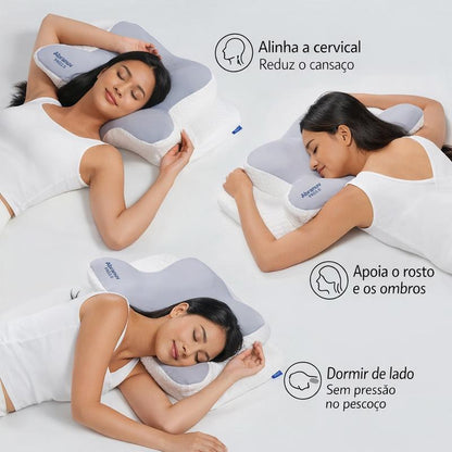 Travesseiro Cervical Tomi, sono confortável, espuma de memória ergonômica