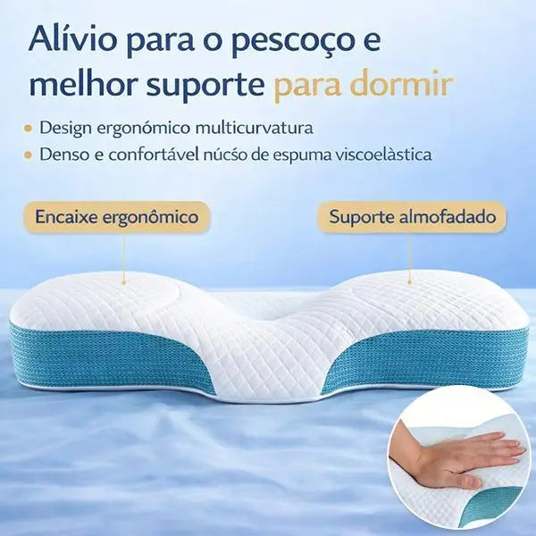 Travesseiro Cervical Tomimi, sono confortável, espuma de memória ergonômica