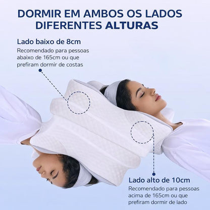 Travesseiro Cervical Tomi, sono confortável, espuma de memória ergonômica