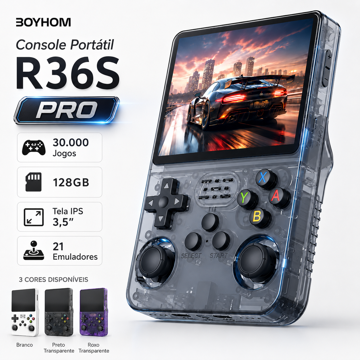 R36S Console Portátil + de 15.000 Jogos - 64g Linux Tela IPS 3.5 Polegadas