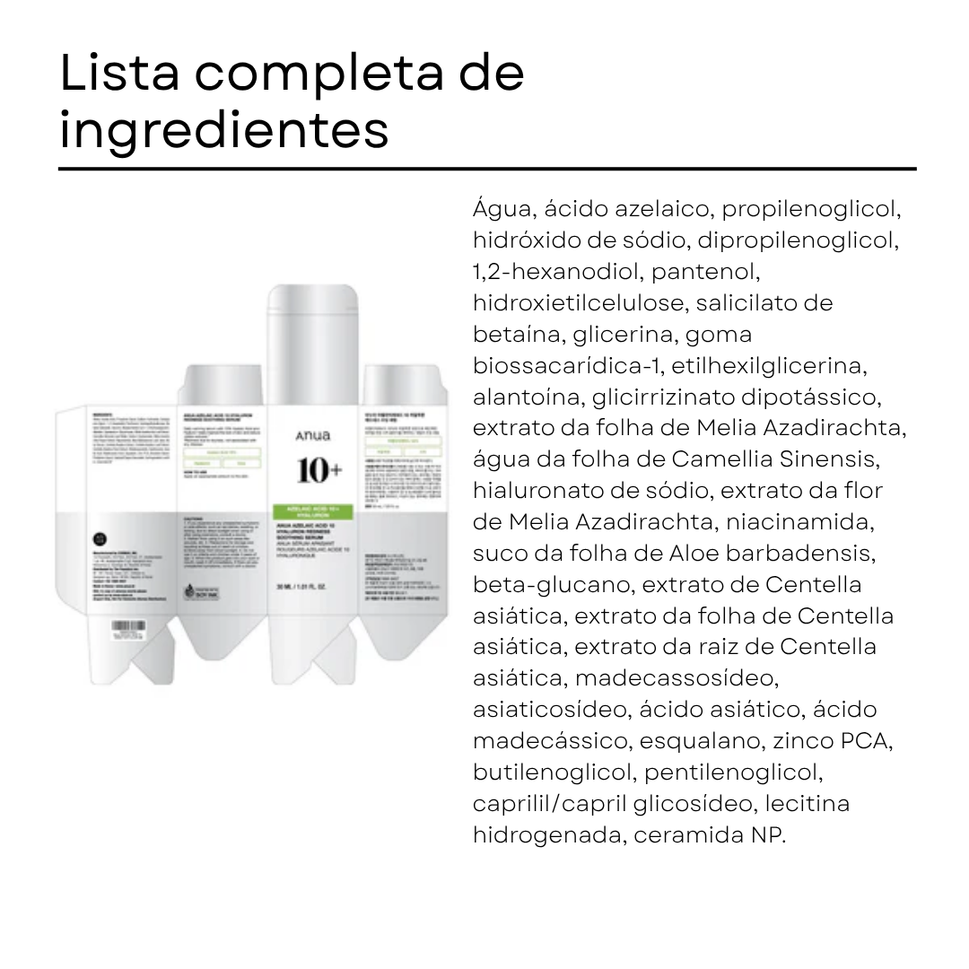 Sérum Calmante com Ácido Azelaico 10% e Ácido Hialurônico