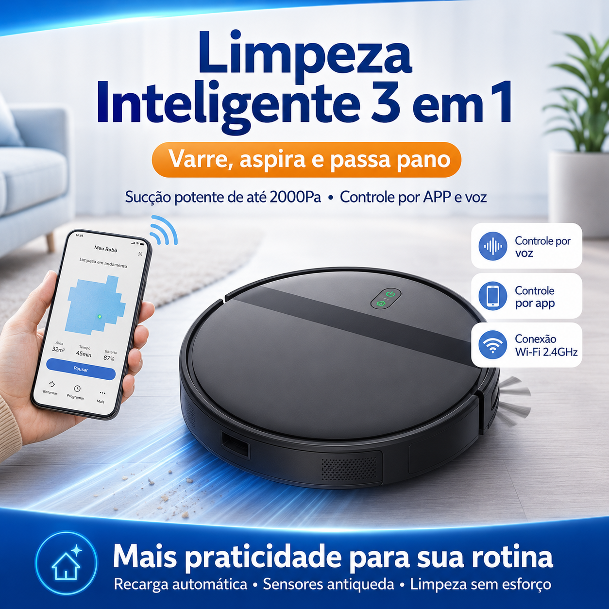 LIMPAMAX™ Robô Aspirador Inteligente Com Sensores Anti- queda
