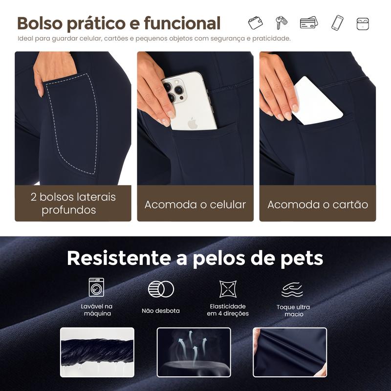 Legging Feminina Cintura Alta com Bolsos Laterais – Não Transparente para Yoga, Academia e Corrida