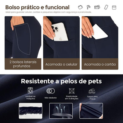 Legging Feminina Cintura Alta com Bolsos Laterais – Não Transparente para Yoga, Academia e Corrida