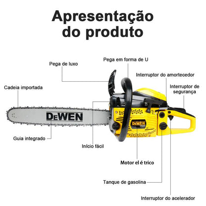 Motosserra a Gasolina 52CC 20 Polegadas 3.0HP/2.2kW Corte Profissional Alta Potência Garantia Oficial