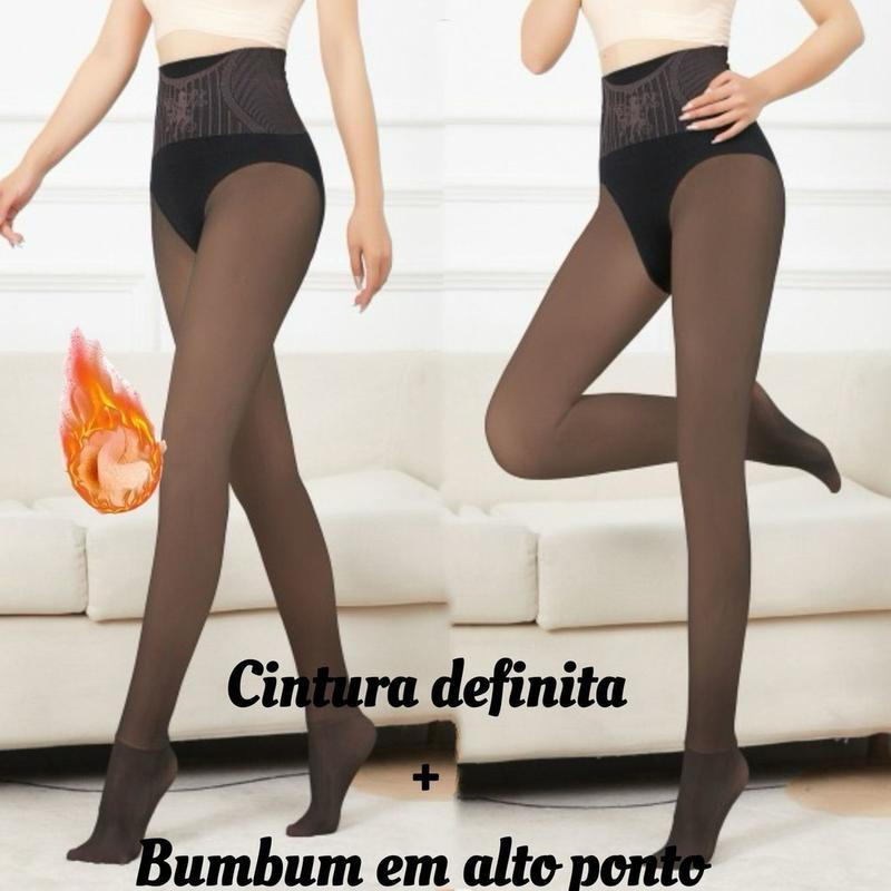 Meia Calça Térmica Translúcida Cintura Alta e Levanta Bumbum