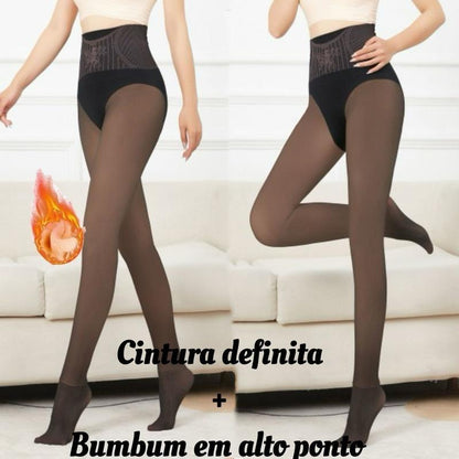Meia Calça Térmica Translúcida Cintura Alta e Levanta Bumbum