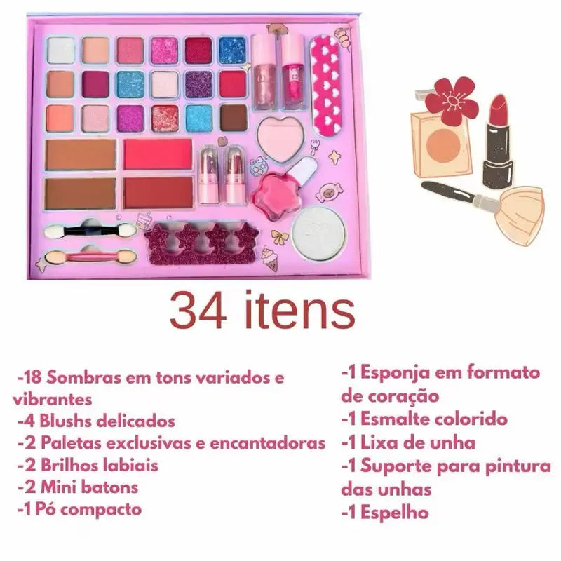 Kit Maleta Maquiagem CAPIVARA Infantil Completa Menina Princesa Linda Lançamento